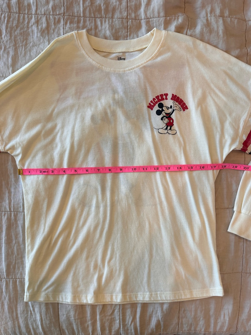 Disney Mickey Long sleeve with Red & Black Sleeve Stripes - Picture 3 of 6